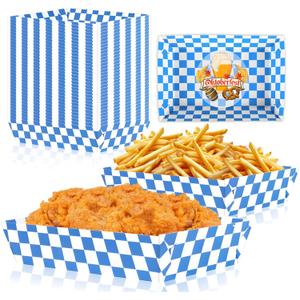 50PCS 3lb Oktoberfest Paper Food Trays  Heavy-Duty Disposable Serving Basket Trays for Oktoberfest Decorations, Party Supplies, German Theme Birthday Party Favors & Plates