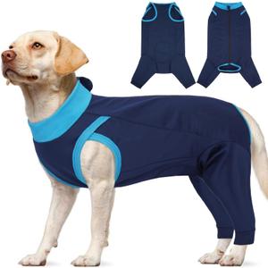T'CHAQUE Dog Surgery Suit for Dogs After Surgery, Dog Onesie for Spay Surgery Female, Anti Licking Rear Leg Sleeve,Bodysuit for Abdominal Wounds Skin Disease,Substitute E-Collar & Cone,Navy Blue,L
