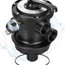 Replacement for SP0714T Multiport Valve, Direct Fit Pro & VL Series Above-Ground Sand Filters, 1.5" FIP 7-Position Clamp w/Upgraded Black Housing (Leak-Proof Design)