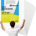 50Pcs 22" x 28" Poster Board White Poster Paper Bulk, ROOKEA 250 GSM Thickness Vision Boards Smart Poster Board for School Arts Craft Projects Presentations Drawing Scrapbooking Blank Graphic Display
