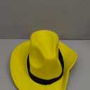 2 Pcs Yellow Hat Costume for Men Women Halloween Cosplay Outfit Set Retro Wide Brim Felt Hat with Black Belt Yellow Tie with Black Polka Dots