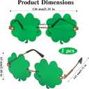 St. Patricks Day Irish Four Leaf Clover Sunglasses, Green Shamrock Sunglasses, Four Leaf Clover Leprechaun Costume Glasses for Women Men, St. Patrick's Day Party Favors Accessories (Green)