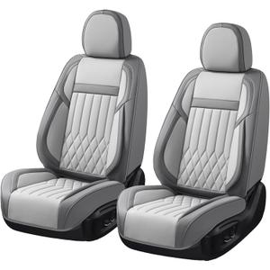 Universal 2-Seater Waterproof Breathable Nappa Leather Car Seat Covers Full Set, Compatible with Toyota Corolla Camry, Lexus LS400, Nissan Murano Rogue, Fit Front Seats Most Sedans SUV- Gray