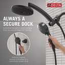 Delta 6-Setting PivotPro 3-in-1 Combination Shower Head with ProClean Spray, Matte Black Round Shower Head Rainfall with Handheld Spray, 1.75 GPM, Matte Black 75649BL