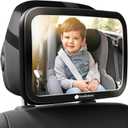 KeaBabies Shatterproof Baby Car Mirror, Backseat - Large Safety Car Seat Mirror for Baby Rear Facing, 360 Crystal Clear View, Accessories for Removable Headrest, Easy Install & Adjust (Sleek Black) (Large 11.5 x 7.5")