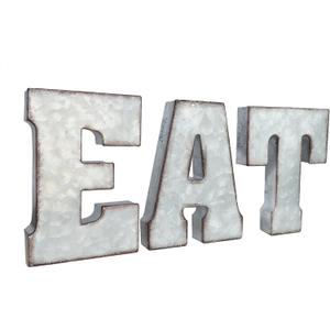 Zoreal Galvanized EAT Sign Rustic Metal Letters Free Standing Decorative Sign Wall Decor