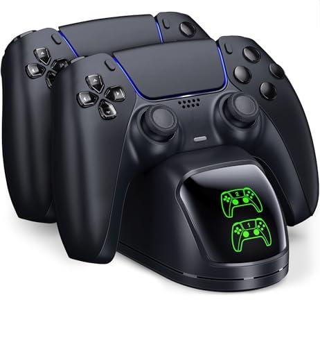 Controller Charging Station for PlayStation 5 Dualsense Controller with Dual Stand Charger Dock, Upgrade Charger for PS5 Without Charging Cable, Charging Station Black for PS5