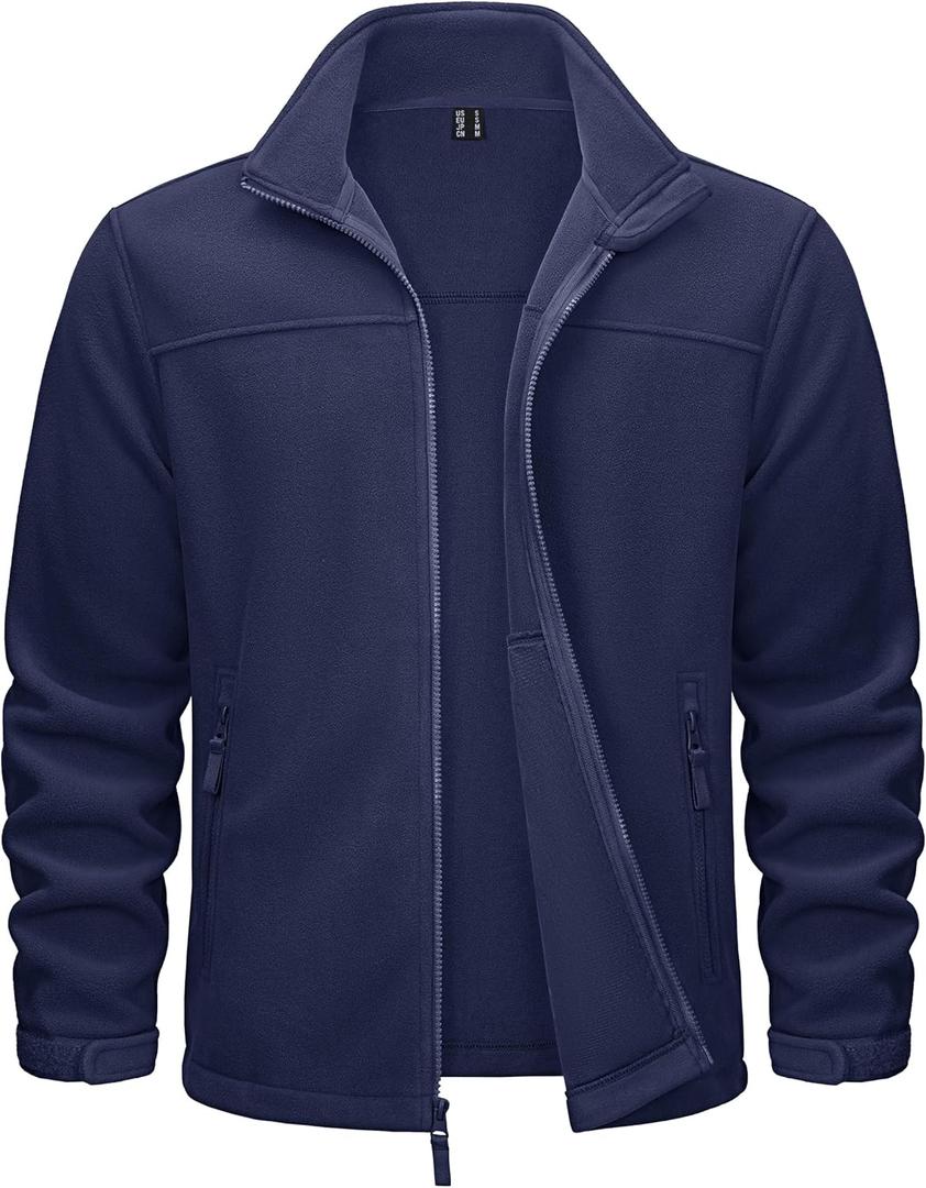TACVASEN Men's Polar Fleece Jackets Lightweight Soft Winter Thermal Coats Outdoor Windproof Zip Up Jacket with Pockets