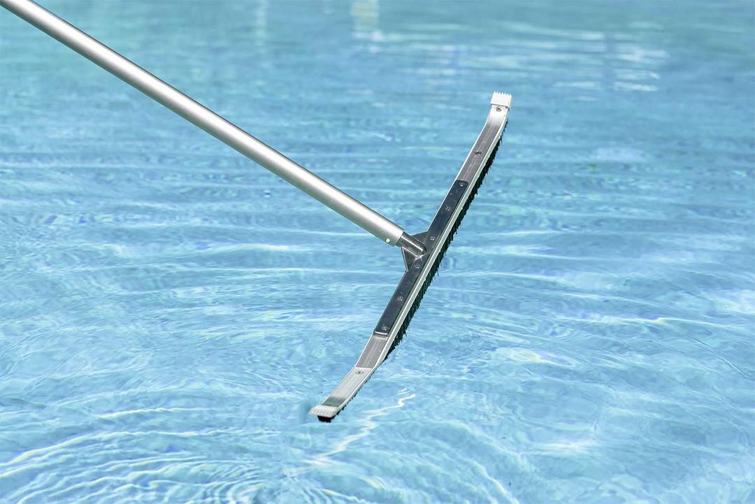 Poolmaster 36-Inch Extra-Wide Commercial Swimming Pool Wall Brush, Heavy-Duty Aluminum Back with Nylon Bristles, Safe for Vinyl, Gunite, Fiberglass and Concrete Pools
