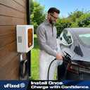 Outdoor EV Charger Enclosure with Lock, Weatherproof Metal Wall Box for Tesla Wall Connector and ChargePoint Charger, Visible Window, Easy Installation, White