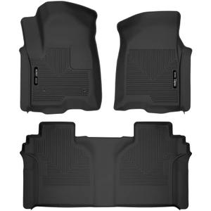 Husky Liners X-act Contour Floor Mats | Fits 2019-2026 Chevrolet Silverado & GMC Sierra 1500 & 2020-2026 Silv./Sierra 2500/3500 Crew CAB ONLY w/underseat strg | Front & 2nd Row, 3-pc Black - 54208