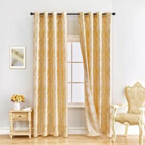 ELKCA Jacquard Luxury Gold Curtains Drapes Window Curtains for Living Room Bedroom Curtain,Grommet Top,2 Panles (Damask-Golden, 42" W x 84" L)