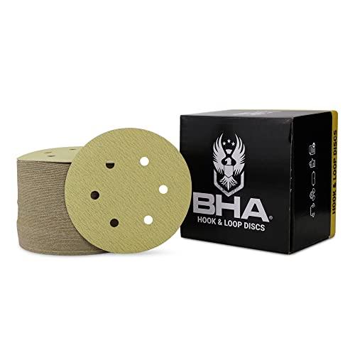 BHA 6" Inch 6 Hole Hook and Loop Sanding Discs for Orbital DA Sanders - 100 Pack (400 Grit)