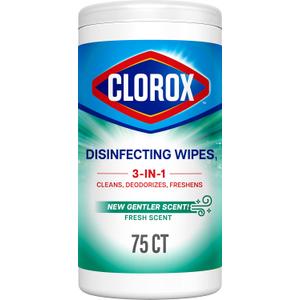 Clorox Disinfecting Cleaning Wipes, Bleach Free, Fresh Scent, 75 Count, Pack of 6