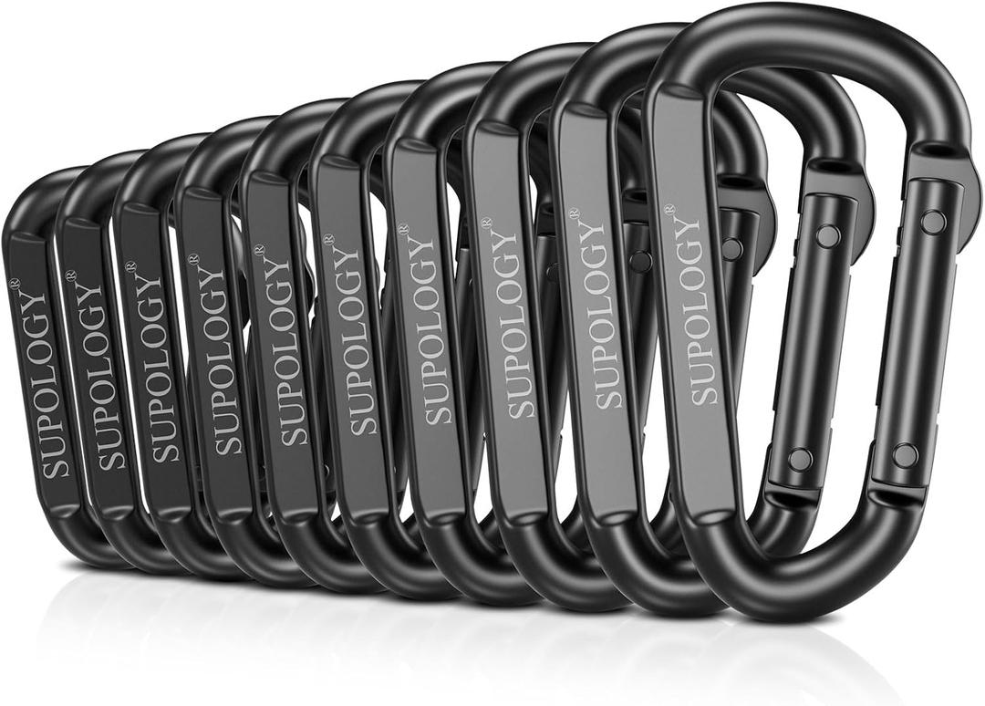 Carabiner Clip, 900 LBS 2.5" Iron Heavy Duty Caribeaners for Hammocks, Camping Accessories, Hiking and Gym, D Shaped Spring Hook Small Carabiners for Dog Leash, Key Ring