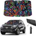 Windshield Sun Shade Umbrella for Car Front Window Sun Visor for Windshield 2025 Car Summer Accessories 100% Blackout Protect Interior from Sun UV Rays & Heat 57"*31" (Abstract)