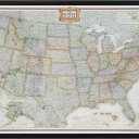Craig Frames Wayfarer, Executive United States Push Pin Travel Map (23247778 Brazilian Walnut)