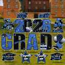 15 PCS Graduation Yard Signs Class of 2026 Decorations, 2026 Graduation Decorations - Large 4FT Tall Congrats Grad Lawn Sign Set with H-Stake & Fiberglass Rods, Waterproof Outdoor & Indoor Graduation Party Decor, Blue and Black