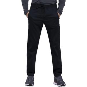 Cherokee Men Scrubs Pant Natural Rise Jogger with Zip Cargo Pocket WW012 (X-Small Short, Black)
