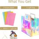 2 x VUOJUR 8.3'' Holographic Small Halloween Trick or Treat Bag for Girls Her with Tissue Paper and Little Ghost Gift Tag (1 Count (Pack of 1))