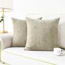 CaliTime Throw Pillow Covers Pack of 2 Soft Water Waves Texture Solid Dyed Chenille Cushion Cases for Couch Sofa Home Decoration 18 X 18 Inches Taupe