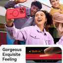 CANSHN Magnetic & Camera Control Compatible with iPhone 16 Pro Case, [Full Camera Protection] [Compatible with Magsafe] [Translucent Matte] Shockproof Protective Phone Cover 6.3 Inch - Red