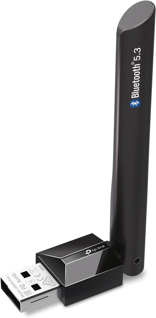 TP-Link USB Bluetooth Adapter for PC, Bluetooth 5.3 Long Range Receiver, Plug and Play, Adjustable Antenna, Supports Windows 11/10/8.1/7 for Desktop, Laptop, Keyboard, Mouse, etc (UB500 Plus)