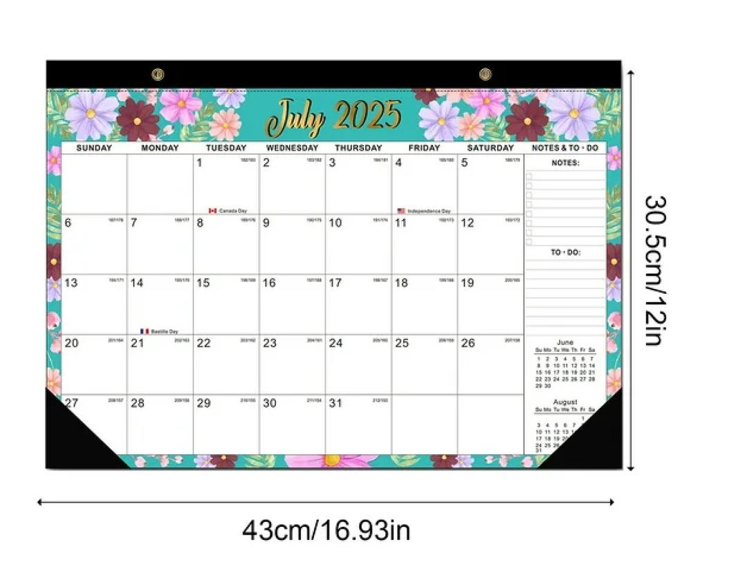 2 Desk Calendar 20252026, AgePlace Large 22" x17" Wall Calendar 2025 Covers June 2025  December 2026, Monthly Desktop Calendar with Different Watercolor Artwork for Each Month for Home & Office School