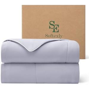 SE SOFTEXLY® Cooling Comforter King Size, All Season Lightweight Summer Blanket for Hot Sleepers & Night Sweats, Breathable Soft Bedding, Silk Smooth Finish, 108"x90", Glacial Grey