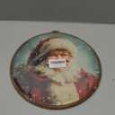 Christmas Santa Claus Round Wall Art for Living Room, 10 Inch Vintage Winter Hanging Decor, Christmas Wall Decor for Bedroom Entryway Door, Holiday Artwork Gift for Family or Friends (Red-Santa Claus02)