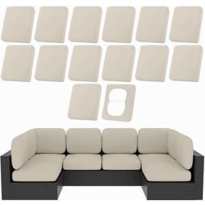 hyha 14Pcs Patio Cushion Covers, Stretch Outdoor Couch Cushion Covers Replacement, Washable Outdoor Chair/Sofa Slipcovers for Patio Furniture Cushions Protector with Elastic Bottom(Taupe,Cover Only)