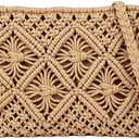 Boho Small Crossbody Bag for Women Small Summer Beach Shoulder Purse Hand Woven Crochet Bags with Tassel