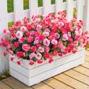 Artificial Flowers for Outdoors, 6 Bundles Silk Fake Hibiscus Flowers for Spring Summer Decoration, UV Resistant Fake Plants Plastic Bouquet for Home Planter Porch Patio Yard Decor (Double Pink)