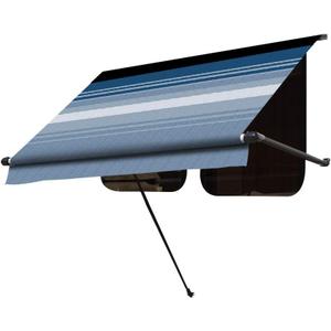 Carefree IF0608E62/ICJV01 Ocean Blue Dune Stripe 6' RV SL Standard Vinyl Window Awning, Black Arms  6-feet, Ocean Blue Dune Stripe