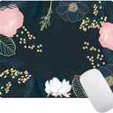 2 x Beautiful Flowers Plants Mouse Pads for Desk,Premium Textured Cute Mouse Pad for Women with Non-Slip Rubber Base, Small Square Pink Gold Design Mouse Mat Desktop Protection Mat for Computers Laptop