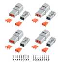 32 PCS Deutsch DTP Connector Kit 2 Pin Automotive Waterproof Connectors 4 sets with Size 12 Stamped Contacts Gauge 14-12 AWG Wire Size,25A