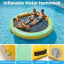 Water Hammock Inflatable Floating Dock,10FT Round Floating Ring with Bounce Mesh, Inflatable Pool Raft Platform for Lake Beach Ocean Island Water Relaxation,Green