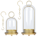 Fohil 5" & 4" Hurricane Glass Candle Holders, Set of 2 Metal Candle Holder with Handmade Sturdy Glass Dome, Candle Lantern for Pillar Candles, Plants, Table Centerpiece, Home Decor