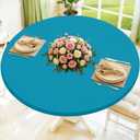 Moosfor Round Spandex Tablecloth, Elastic Fitted Waterproof Tablecloths for 31"-35" Tables, Stretch Washable Picnic Table Cover for Camping, Dining, Indoor and Outdoor, Turquoise