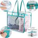 Clear Vinyl Zippered Storage Bags (3-Pack) 40L Sturdy Storage Bags for Sweaters, Blankets, Comforters, Bedding Sets and Much More! (Turquoise, 18x15x9)