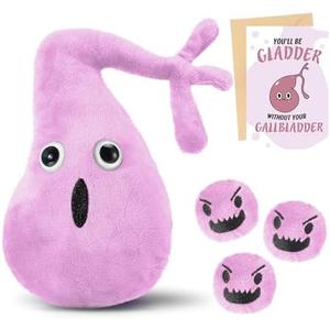 WinnerWhy Gallbladder Plush Set Gall Surgery Recovery Gifts Include Gall Plush with Gallstones Stuffed and Gallbladder Get Well Card Operation Removal Recovery Gift for Gallstones Patient(Pink)