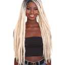 HPO Adult Women's Long Blonde Dreadlock Wigs with Dark Roots, Breathable Capless Cap Design for Comfort, Best for Halloween, Flame-retardant Synthetic Fiber