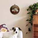 TLESKE Vintage Fall Pumpkins Round Wall Art Decor Framed 10x10, Autumn Rustic Farmhouse Canvas Wall Art Prints Artwork, Thanksgiving Wall Hanging Room Door Decor for Living Room Bedroom