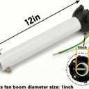 Ceiling Fan Extension Rod,Ceiling Fan Downrod with Ball Head,Downrod Extension for Fan, Outside Diameter, Boom Suitable for a Wide Range of (white, 12 Inch)