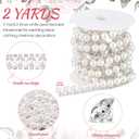 2 Yards Rhinestone Trim Pearls and Diamonds Crystal Chain Rhinestones Pearl Chain for Craft Rhinestone and Pearl Trim Applique Pearl Beaded Rhinestone Bridal Embellishments for Wedding (Classic Style)