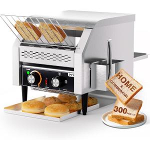 PYY Commercial Conveyor Toaster - Electric Industrial Belt Toasters Oven, 300 Slices/Hour Heavy Duty, Stainless Steel for Bun Bagel Bread Waffle Restaurant Buffet
