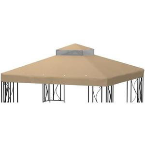 10x10 Grill Gazebo Canopy Replacement Top Cover, Waterproof Outdoor Gazebo Cover with Durable Polyester Fabric for Party, Patio, Backyard (Top Only) (Khaki)