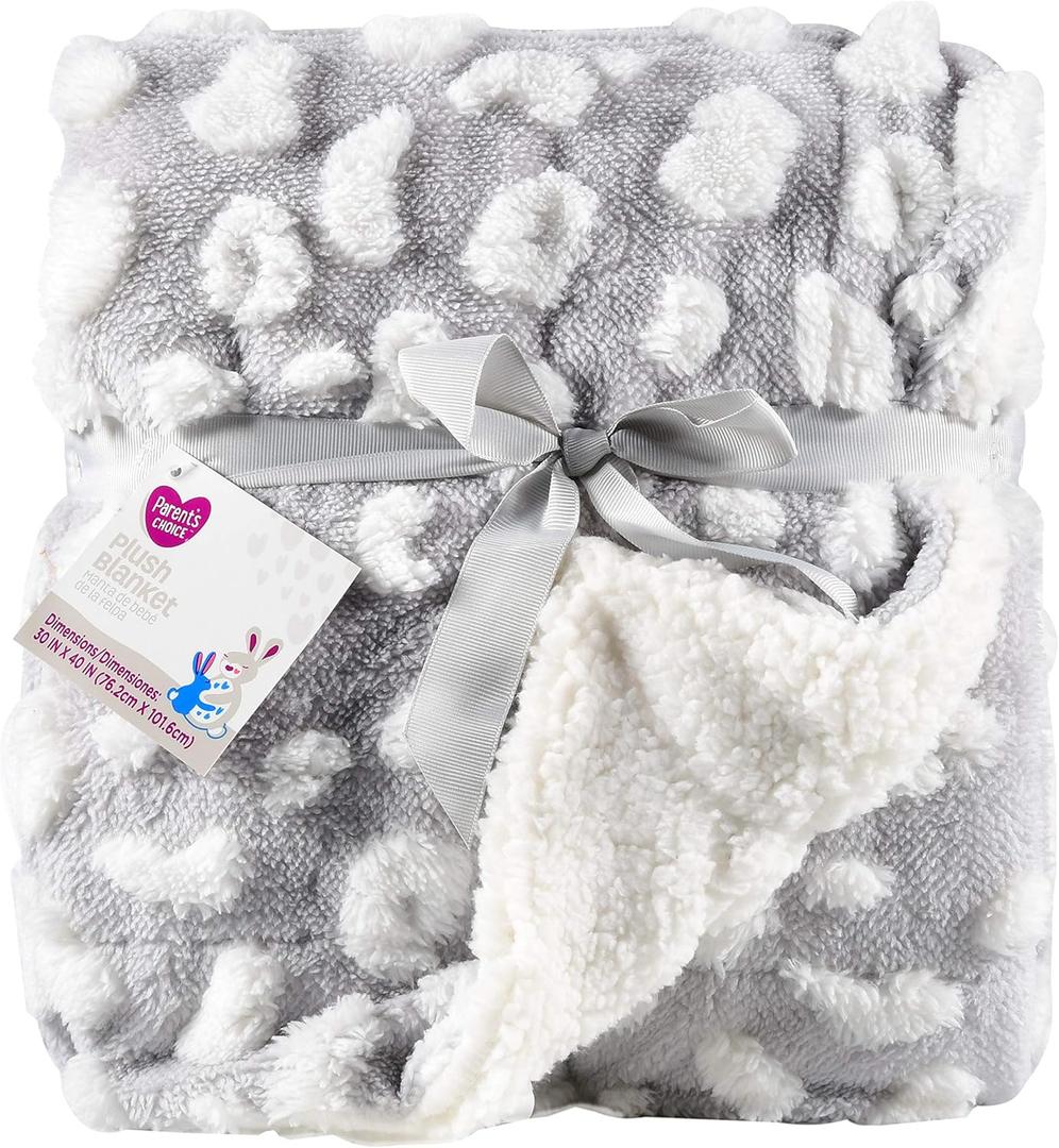 Idea Nuova Plush Baby Throw Blanket, 30x40, Grey