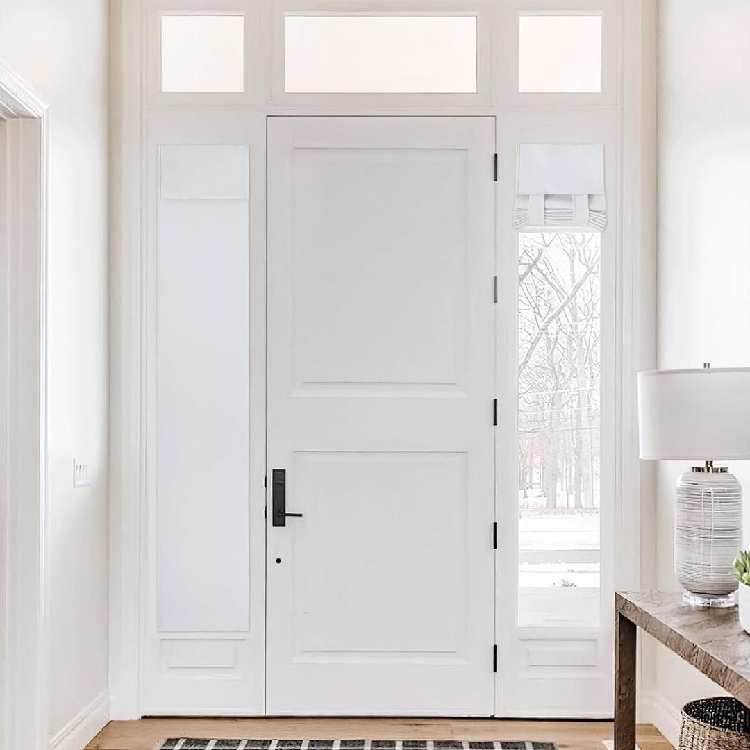 NICETOWN Side Window Curtains for Front Door, Privacy Thermal Insulated Blinds for Living Room Bedroom, French Window Covering for Office Glass Door, 12W x 72L, Greyish White, 1 PC