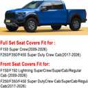 Front Ford F150 2009-2026 Seat Covers F250/F350/F450 2017-2026 Leather Car Seat Covers Full Set Car Seat Cover for Crew Cab XL XLT Lariat King Ranch Platinum with Lumbar Support(Black&Gray)